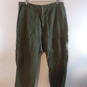 Nili Lotan Jenna Pant Military Green Women's 8 Cropped Raw Ankle Edgy Office